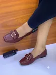 Three Show Women's Brown Leather Flats - 2