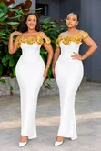 White Short Sleeve Maxi Dress - Elegant Dinner Dress - 1