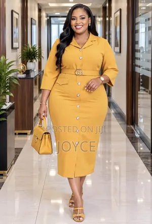 New Straight Dress with Full Buttons and Belt