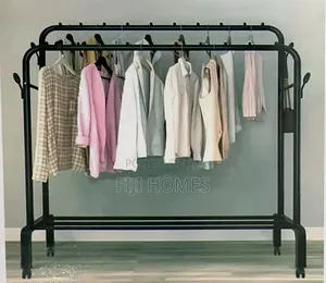 Double-Pole Clothes & Garment Rack | Nyeupe & Nyeusi