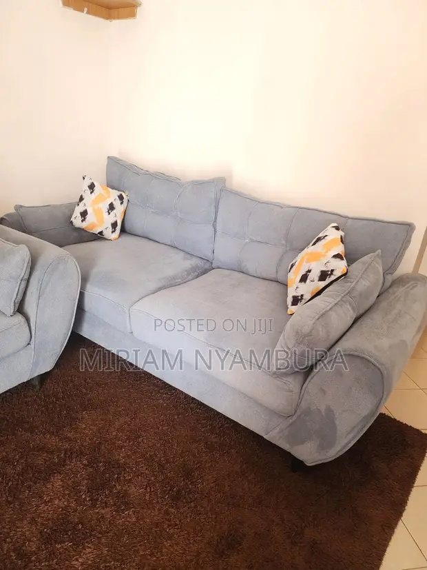 Gently Used 3+2 Seater Grey Sofa Set - 1
