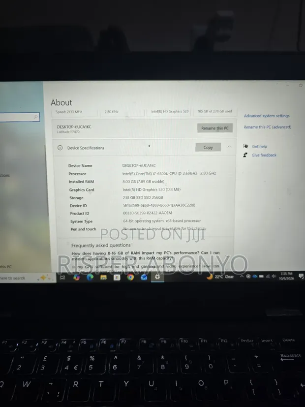 Dell Latitude 14 E7470 8GB Intel Core i7 256GB SSD - 1