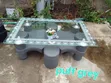 Puff Glass Coffee Table Set with 4 Stools - 1