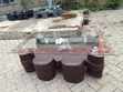 Quality Puff Glass Coffee Table Set with 4 Stools - 1
