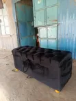 Ottoman Nyeusi ya Velvet yenye Hifadhi (4ft) - 2