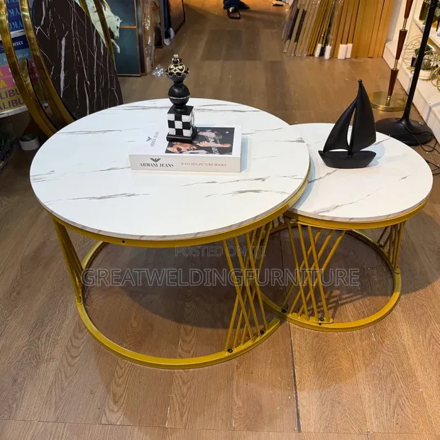 White Modern Luxury 2-in-1 Pure Marble Nesting Tables - 1