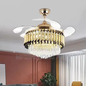 2-in-1 Fan Chandelier Light GD+BK