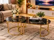 2-in-1 Marble Nesting Coffee Table (Glass Effect) Black - 2