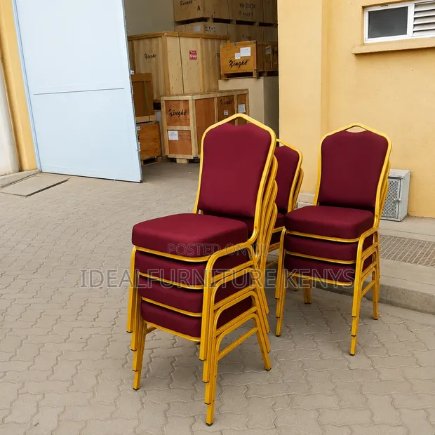 Elegant Gold-Frame Burgundy Banquet & Conference Chair - 1
