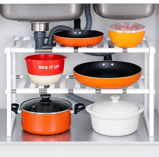 Expandable 2-Tier Under-Sink Storage Rack - 1