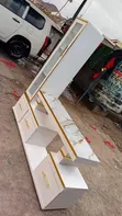 Modern Executive Extended TV Stand with Marble Coating & Shelf Cabinet - 3