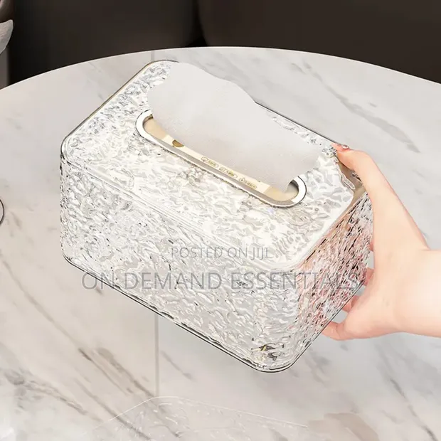 Water Ripple Tissue Box - Transparent Glacier Pattern - 1