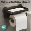Punch-Free Wall Mounted Tissue Rack with Phone Holder - 1