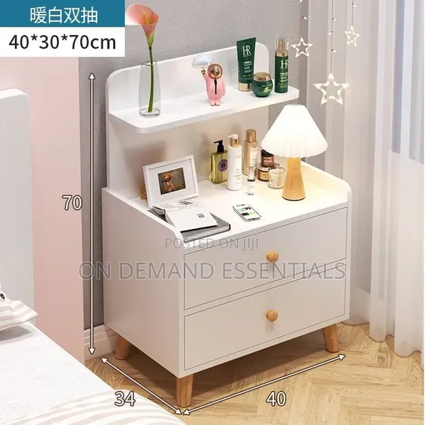 Minimalist Wooden Bedside Table with Drawer - 1