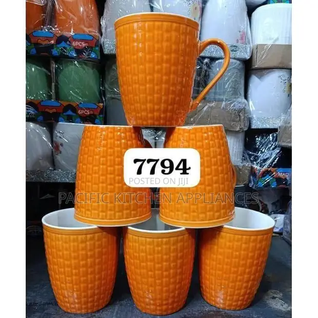 GE Orange Rough Ceramic Mug Set (6pcs) - 1