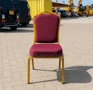Elegant Gold Banquet Chair - Burgundy Padded