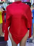Sweta la Kike la Red Ribbed Turtleneck - Oversized Loose Fit - 2