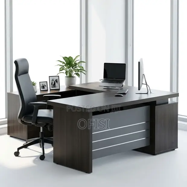 160cm L-Shaped Executive Office Desk with Drawers - 1
