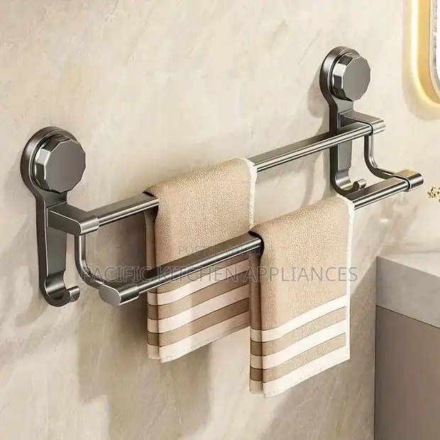 60cm Suction Cup Double Towel Rack - Gunmetal Gray - 1