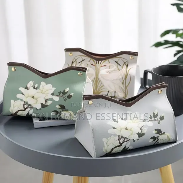 PU Leather Tissue Box Organizer - 1