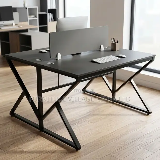 2-Way Metal Frame Computer Workstation Table - 1