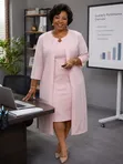 Set ya Gauni Isiyo na Mikono na Jaketi Refu - 1