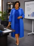 Set ya Gauni Isiyo na Mikono na Jaketi Refu - 3