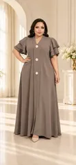 Senori Maxi Dress Yenye Mikono Mifupi - 2