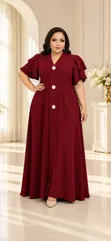 Senori Maxi Dress Yenye Mikono Mifupi - 4