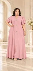 Senori Maxi Dress Yenye Mikono Mifupi - 5