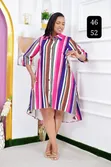 Stripped High-Low Shirt Dress - 2