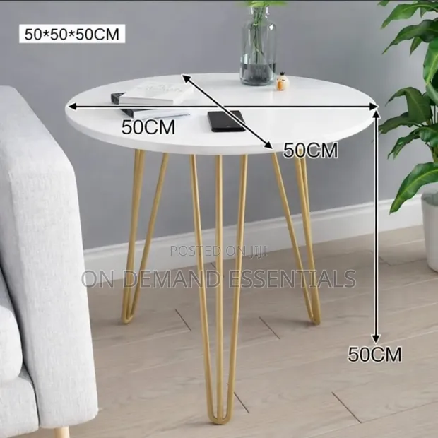 Luxurious Round Side Table - Gold Hairpin Legs - 1