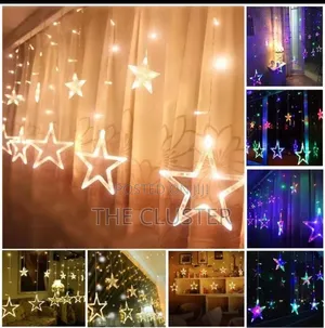 Star Curtain Lights - Nyeupe Yenye Joto