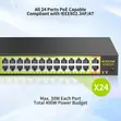 24 Port PoE+ Switch, 400W, 2 Gigabit Uplink - 2
