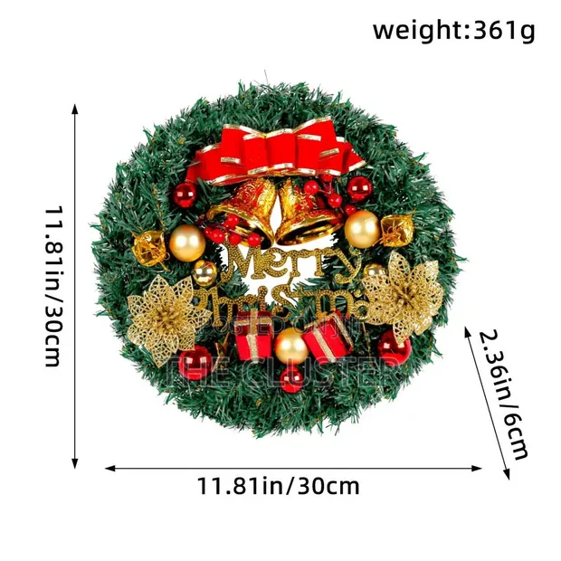 30cm Christmas Wreath with Lights - 1