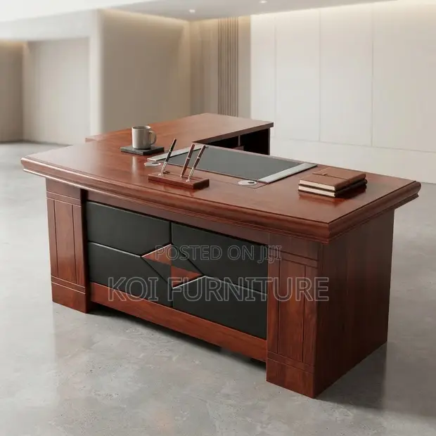1600mm Executive Mahogany L-Shaped Desk - 1