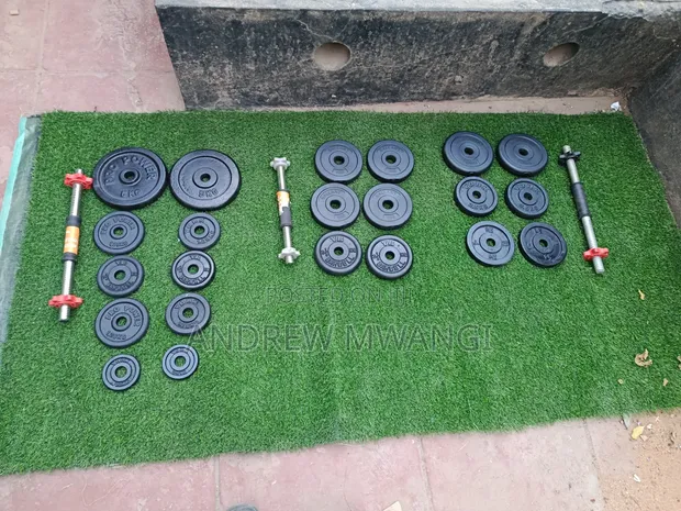 Used Ght Dumbbells & Bar - 40kg Total - 1