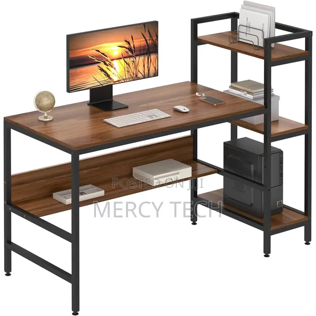Imported Office Desk with Shelves - 1