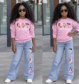 Set ya Vipande 2: Sweatshirt & Jeansi za Character Print (Miaka 3-10) - 1