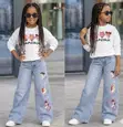 Set ya Vipande 2: Sweatshirt & Jeansi za Character Print (Miaka 3-10) - 2