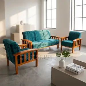 5-Seater Fabric Open Sofa Set - Green