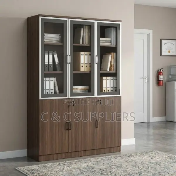 3-Door Office Filing & Storage Unit - Wood - 1