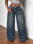 Women's Straight Baggy Jeans - 2