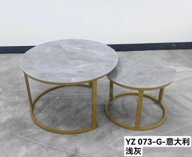 Luxury 2-in-1 Marble Veneer Nesting Coffee Table Set - 1