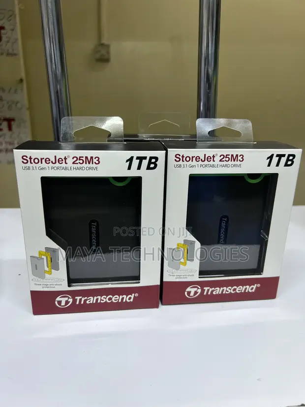 Transcend 1TB External Portable Hard Drive 3.1 Gen 1 - 1
