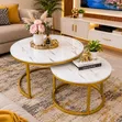 Nesting Coffee Table Marble Effect (MDF) White - 1