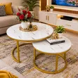 Nesting Coffee Table Marble Effect (MDF) White - 2