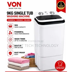 VON 9KG Semi-Automatic Single Tub Washing Machine