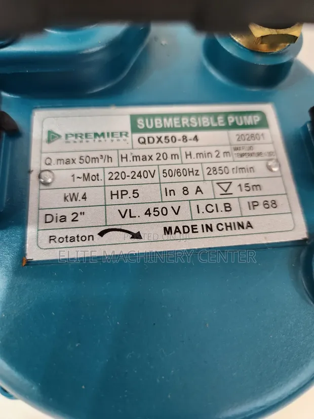 Premier QDX50-8-4 Submersible Water Pump 5 HP - 1