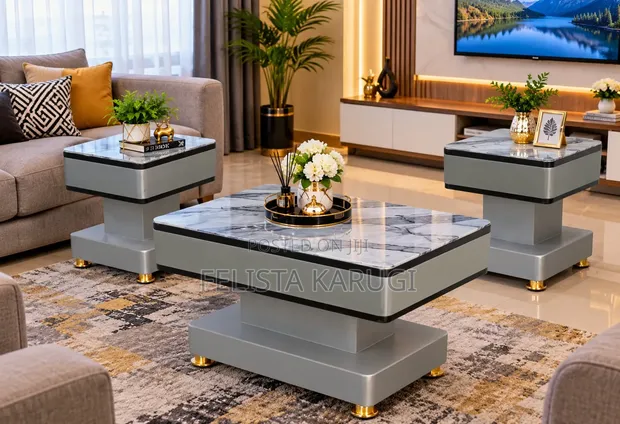Executive Coffee Table with Marble Top - 1